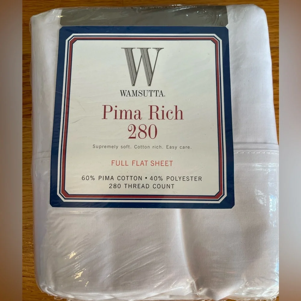 🆕Wamsutta Pima Rich 280 Alabaster White Full Flat Sheet NOS sealed cotton blend